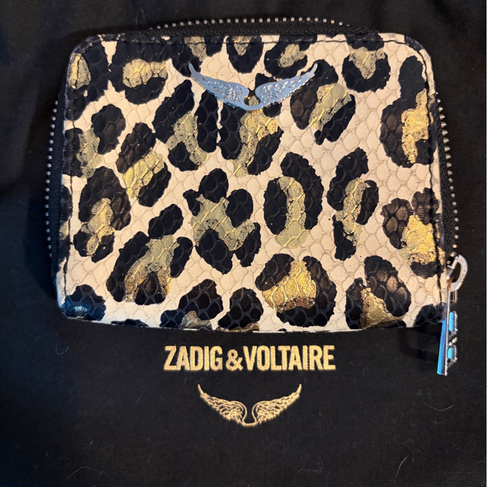 Zadig & Voltaire Gold and Black Leopard Wallet